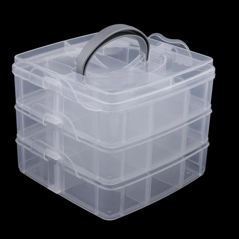 3-Layer 18-Grid Transparent Jewelry Storage Organizer