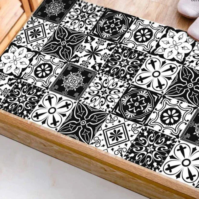 12-Piece Waterproof Black & White Tile Decals