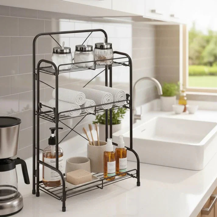Foldable Multi-Layer Kitchen & Bathroom Storage Shelf