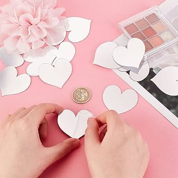 50-Piece Heart Shine Mirror Wall Stickers (1 Inch)