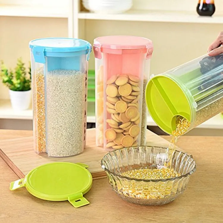 3-Compartment Transparent Storage Jar