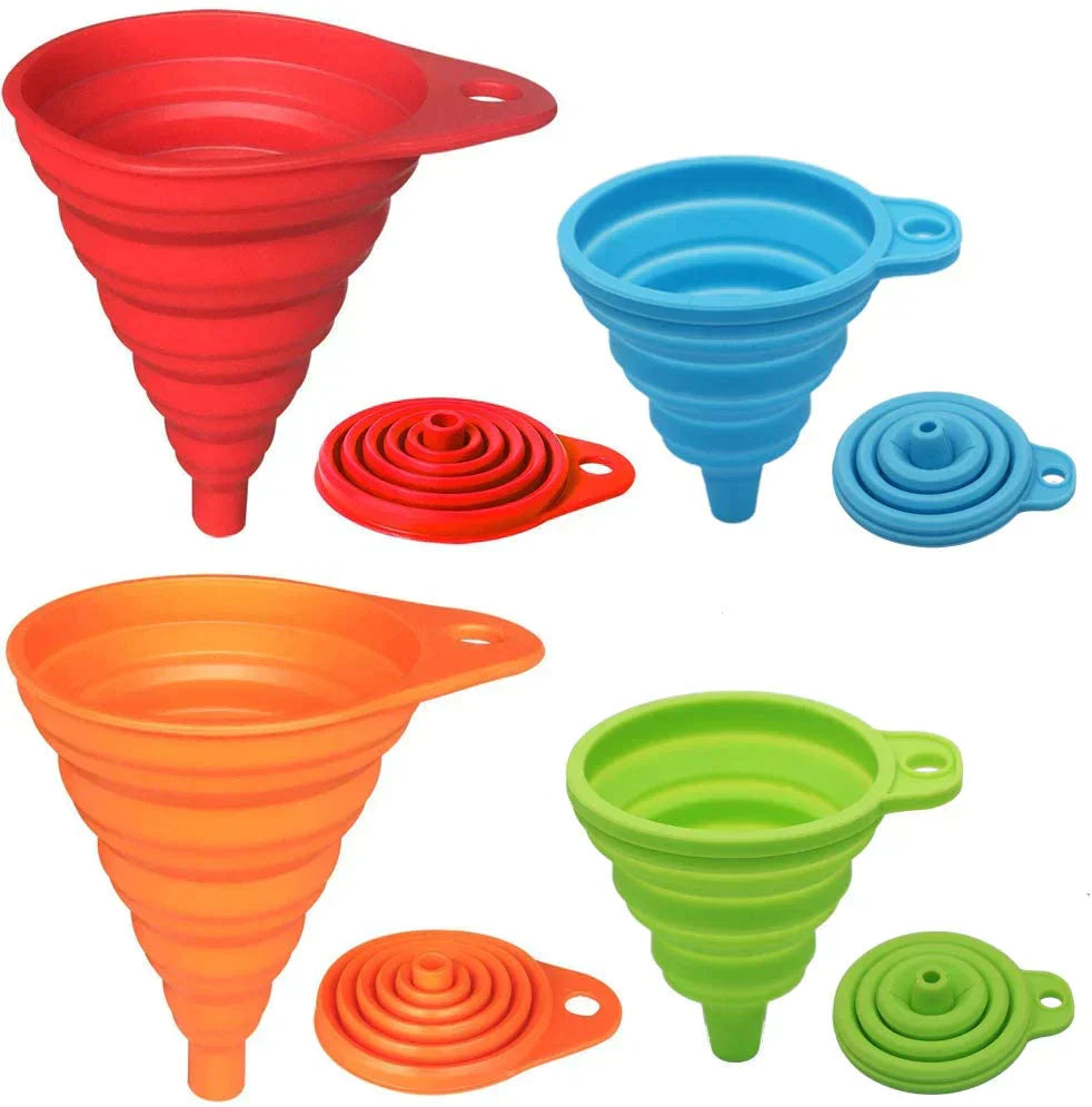 Collapsible Foldable Silicone Funnel — Kitchen & Travel Use