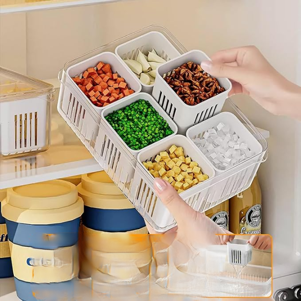 6-Grid Refrigerator Drain Storage Box