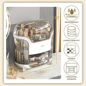 Covered Acrylic Cosmetic Organizer Box — Makeup Storage