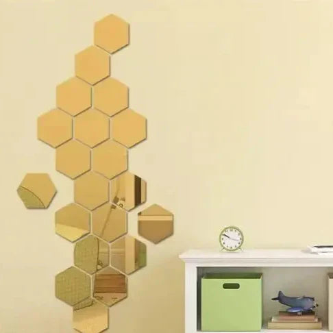 Gold Hexagon Mirrors – Modern & Minimal Wall Art, Home and Wall Decor
