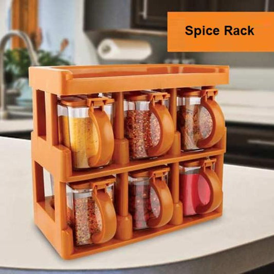 6-Piece Spice Jar Rack Set With Measuring Spoons