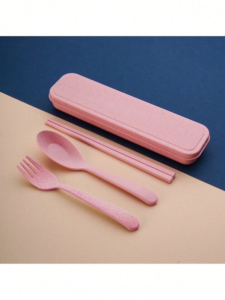 3-Pack Wheat Straw Eco Cutlery Set — Fork, Spoon & Chopsticks