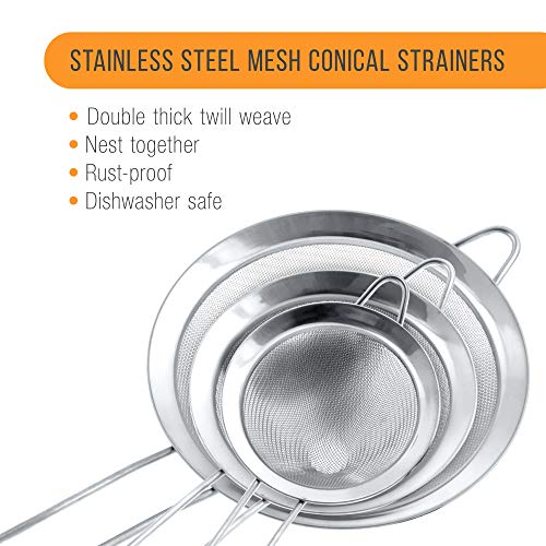 3-Pack Stainless Steel Mesh Tea Strainer — Filter Infuser