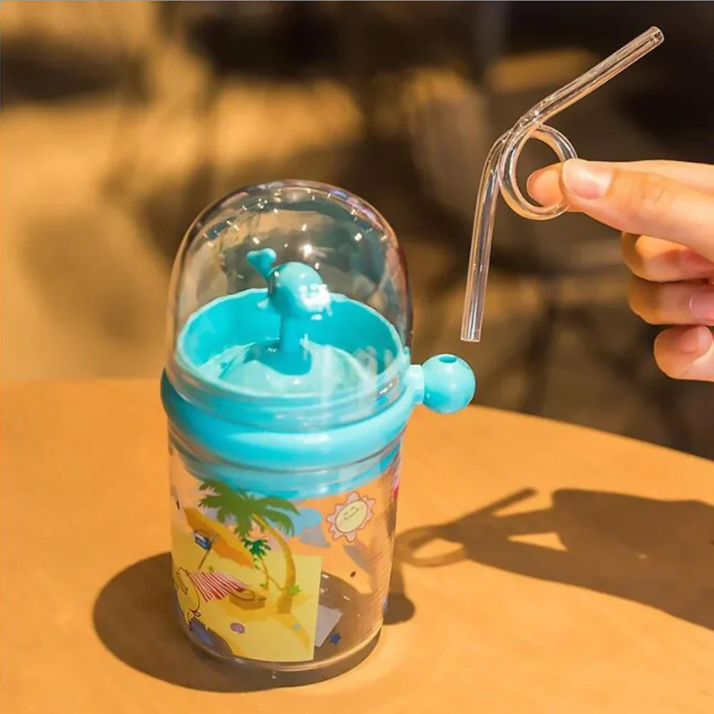 Fancy Dolphin Fountain Kids Water Bottle — Fun & BPA-Free