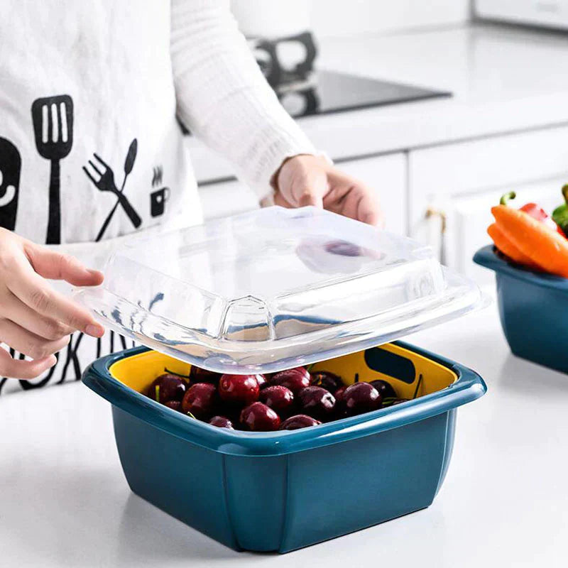 Fridge Double-Layer Drainer Basket For Fruits & Vegetables