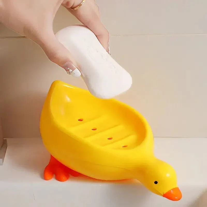 Cute Duck-Shaped Silicone Soap Dish & Drainage Holder
