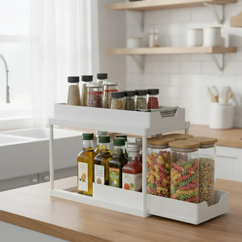 2 Tier Under Sink Organizer – Strong & Durable Storage Rack, Home and Living 