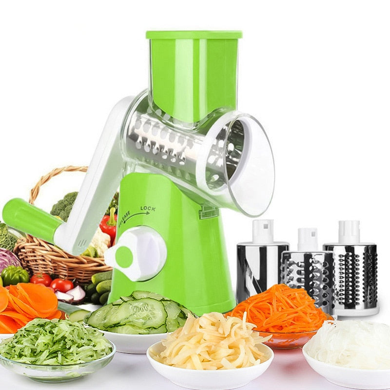 3-In-1 Manual Rotary Drum Grater — Cheese & Vegetable