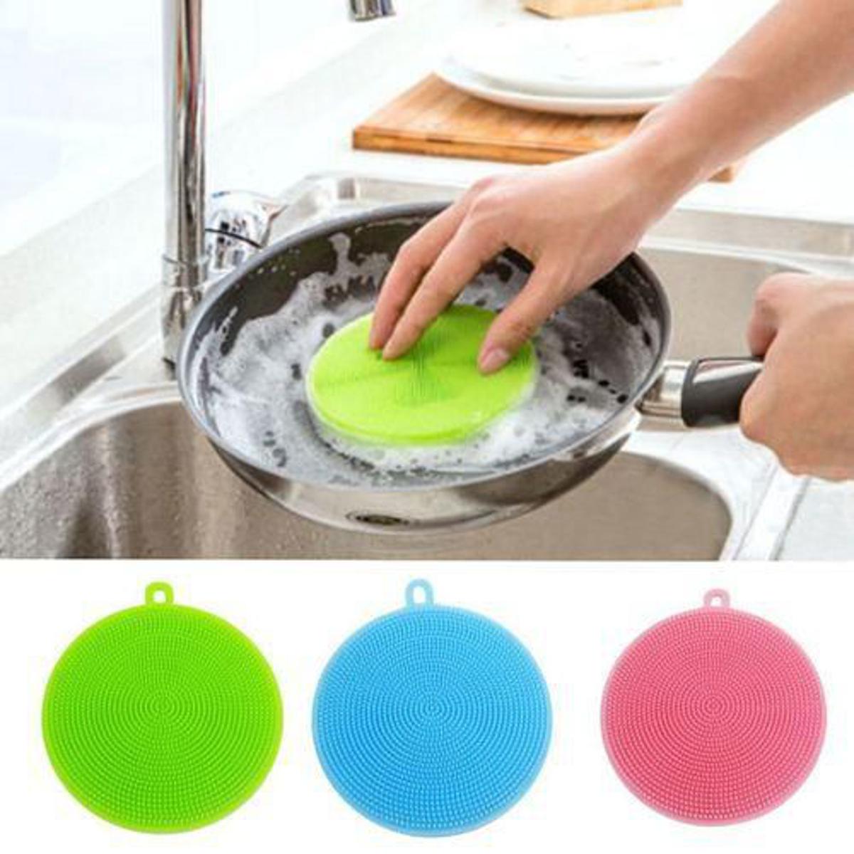 3-Piece Silicone Cleaning Brushes With Soft Scouring Pad