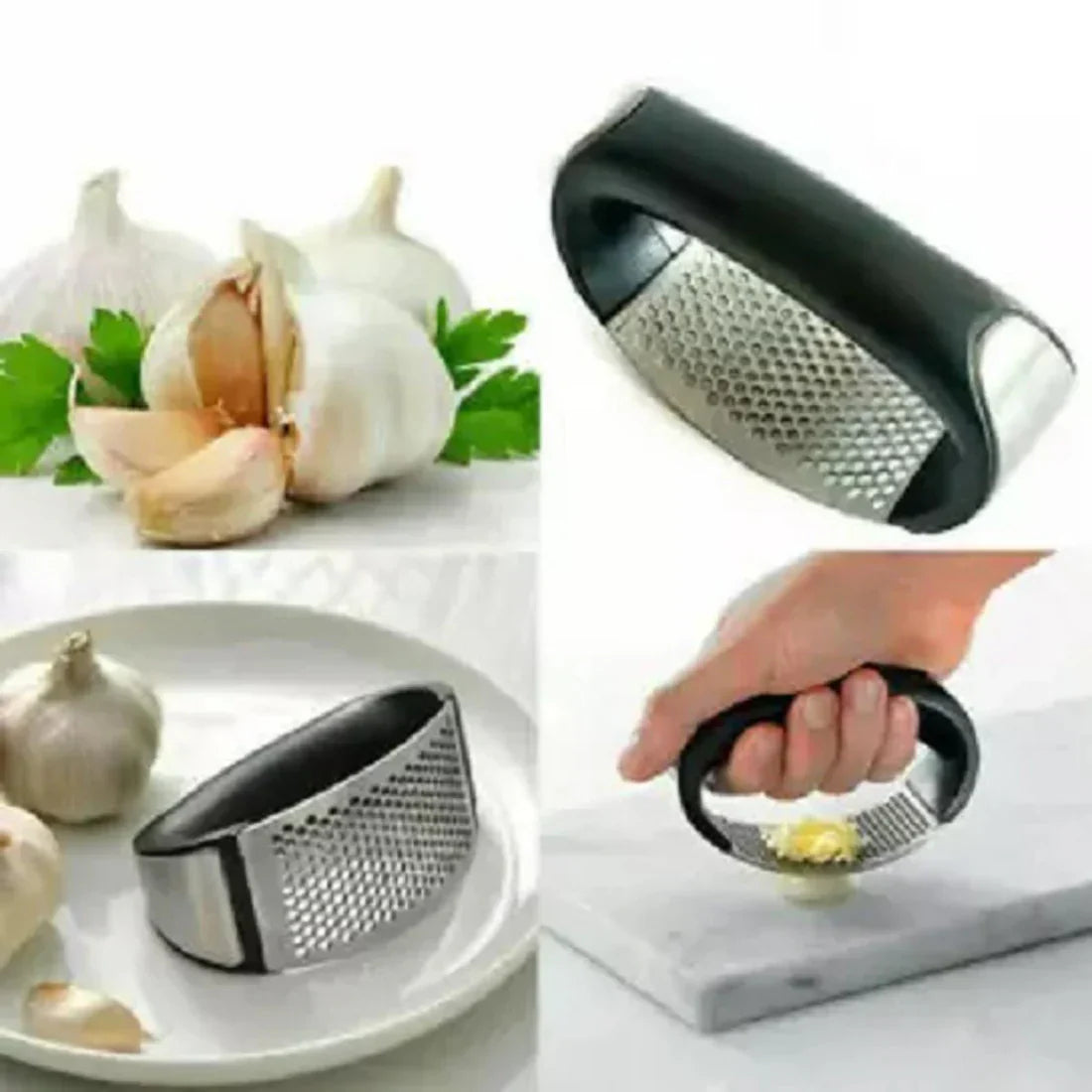 Stainless Steel Garlic Press Crusher & Mincer — Easy Squeeze