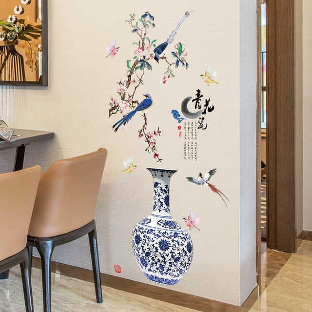 Classic 3D Vase & Flower Wall Art Sticker — Home Decor