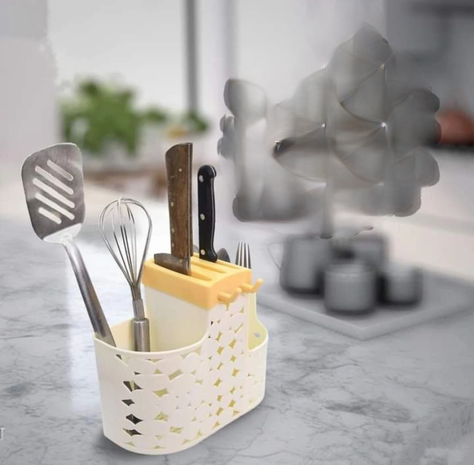 Multifunctional Draining Cutlery & Spoon Holder — Countertop
