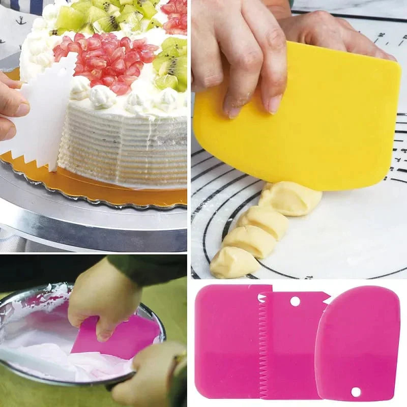 3-Piece Baking Set — Pastry Spatula, Dough Cutter & Bread Slicer