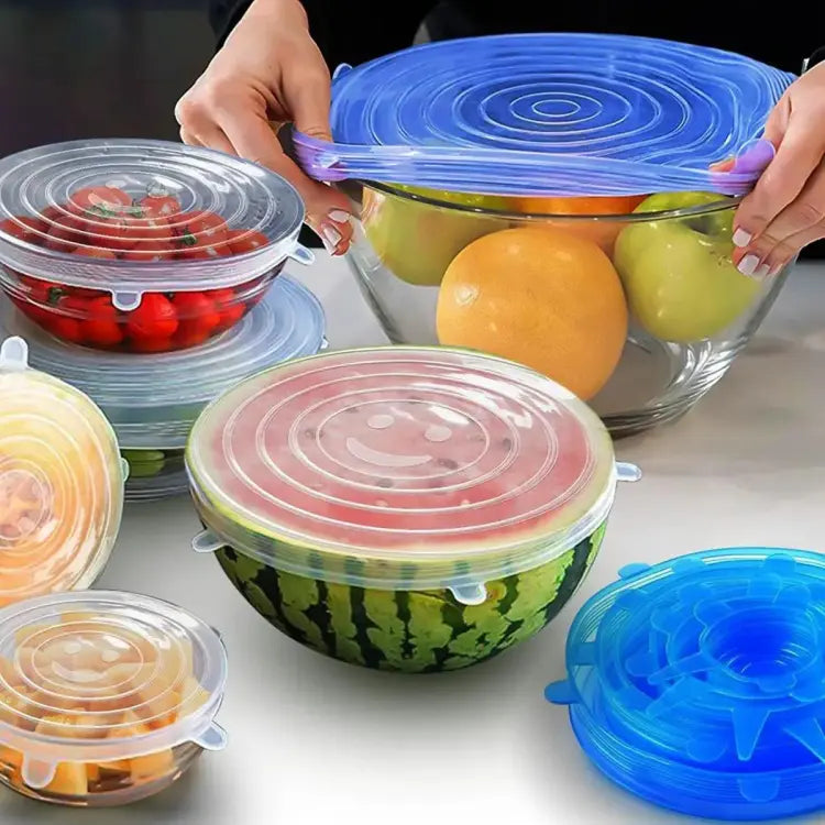 6-Pack Reusable Silicone Stretch Lid Covers — Food Saver