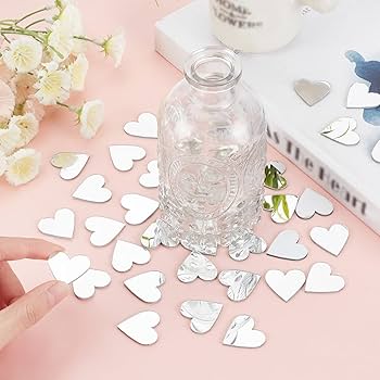 50-Piece Heart Shine Mirror Wall Stickers (1 Inch)