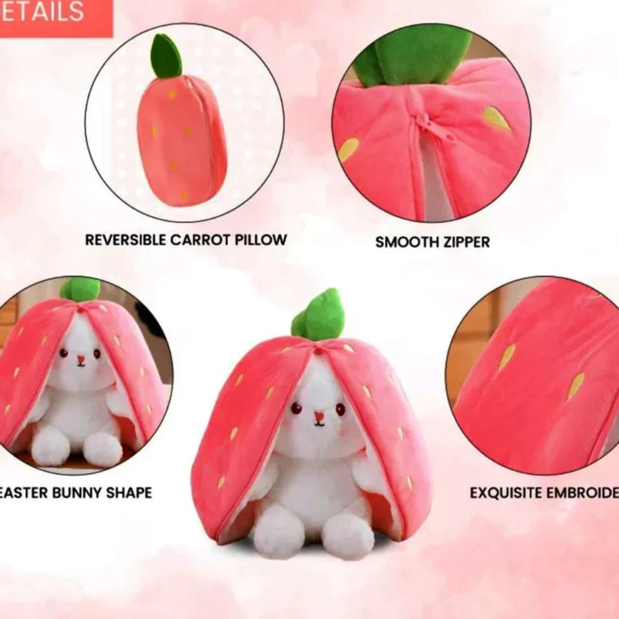 25cm Soft Stuffed Strawberry Rabbit Plush Toy — Kids Gift
