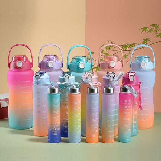 3-Pack Gradient Motivational Sports Water Bottles — BPA-Free