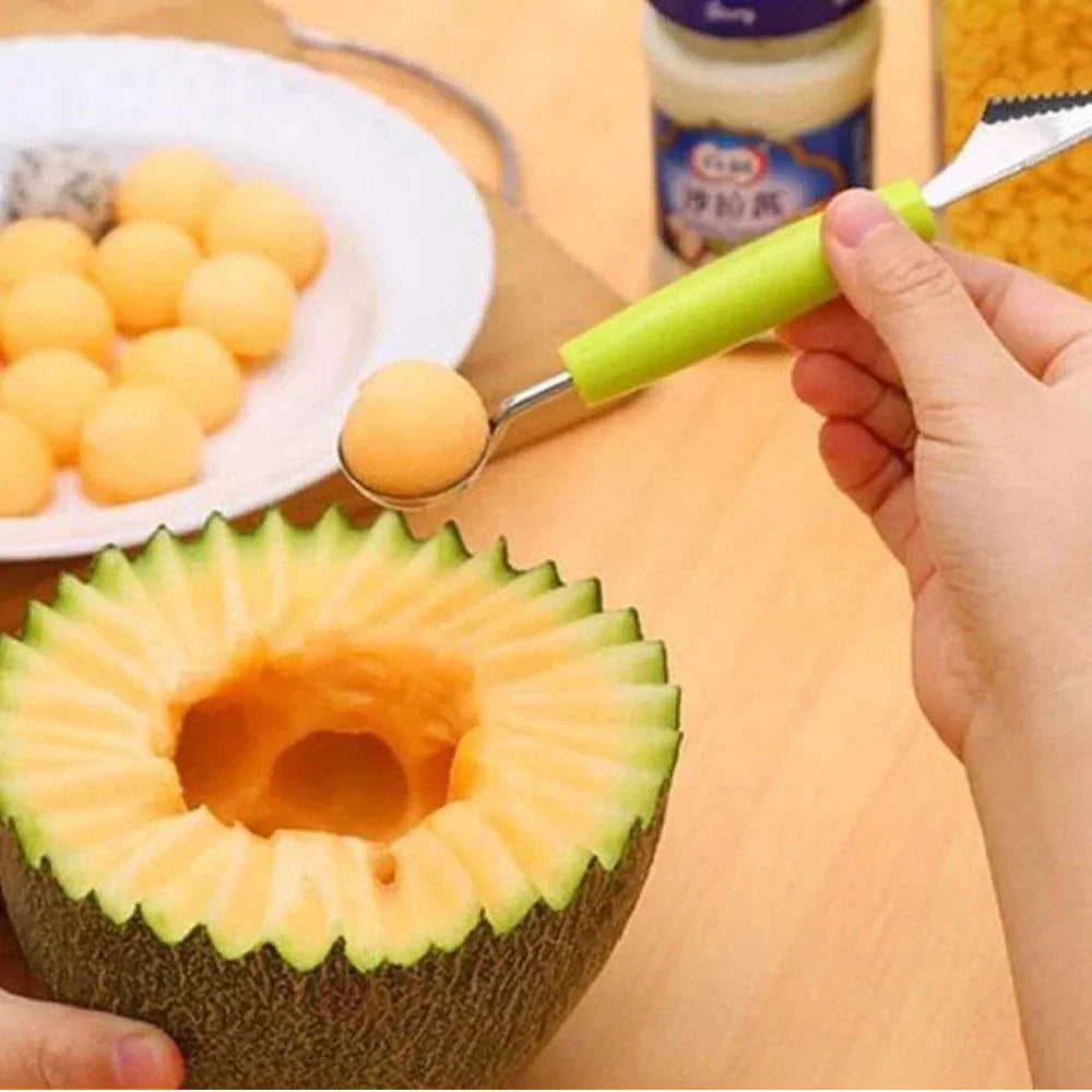 2-In-1 Stainless Steel Fruit Carving Scoop & Knife Set