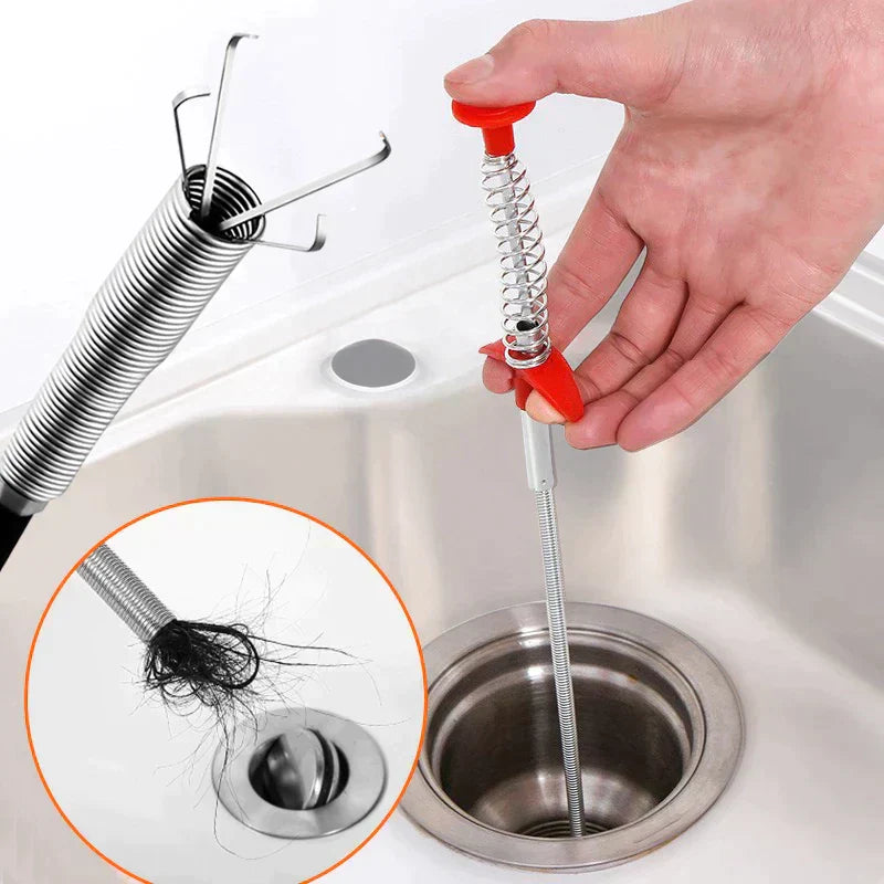 Flexible Spring Drain Clog Remover — Pipe Dredging Snake Tool