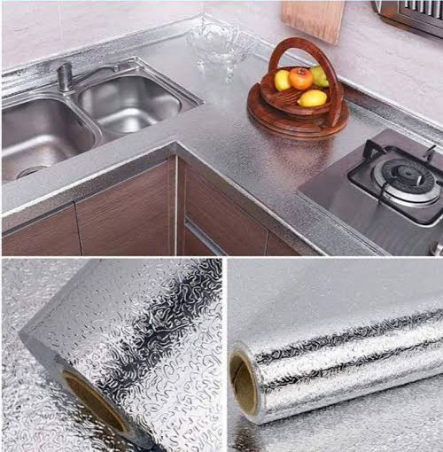 60x200cm Silver Aluminium Foil Self-Adhesive Kitchen Sheet