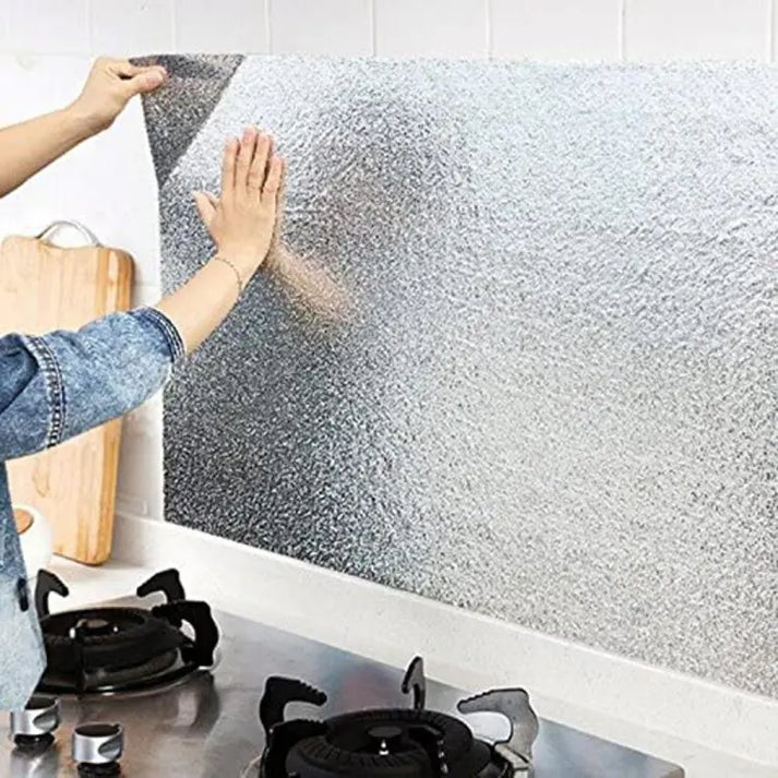 60x200cm Silver Aluminium Foil Self-Adhesive Kitchen Sheet