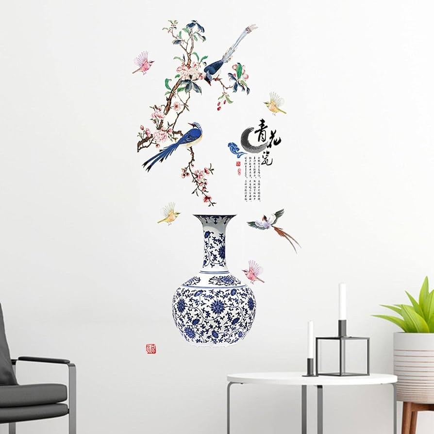 Classic 3D Vase & Flower Wall Art Sticker — Home Decor