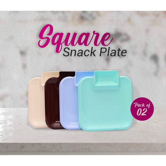 Pack Of 2 Square Snack Plate With Dip Space