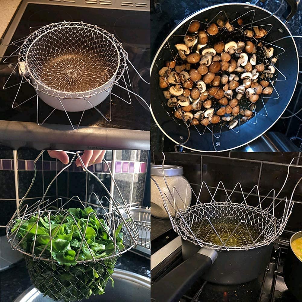 Stainless Steel Pasta & Vegetable Draining Basket — Large