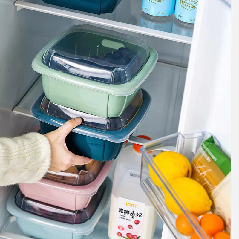 Fridge Double-Layer Drainer Basket For Fruits & Vegetables