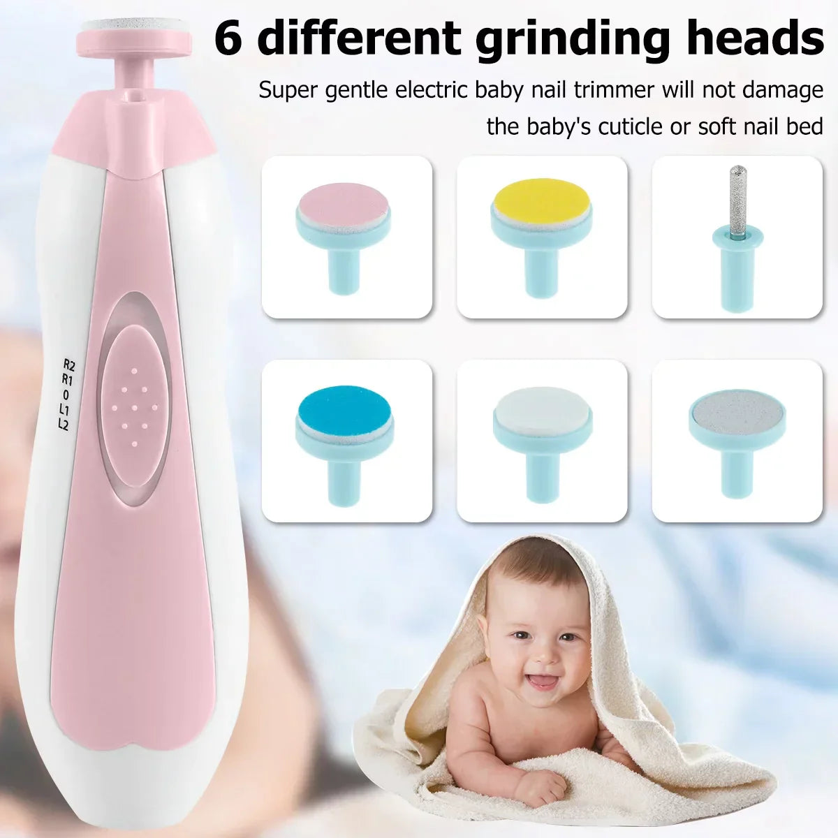 6-In-1 Safe Electric Baby Nail Trimmer & File Kit With Replacement Heads