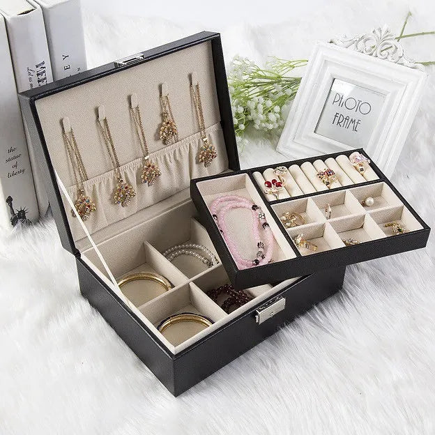 Dual-Layer Luxury Large Jewellery Organizer With Lock
