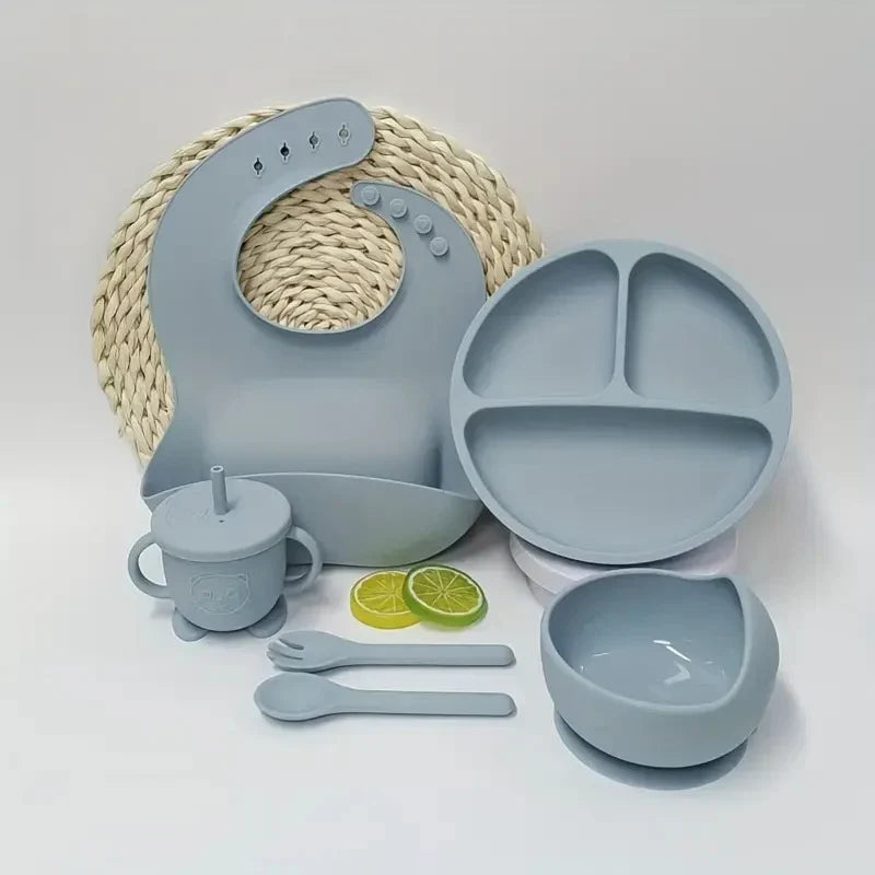 8-Piece Food-Grade Silicone Baby Feeding Set