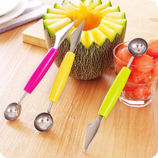2-In-1 Stainless Steel Fruit Carving Scoop & Knife Set