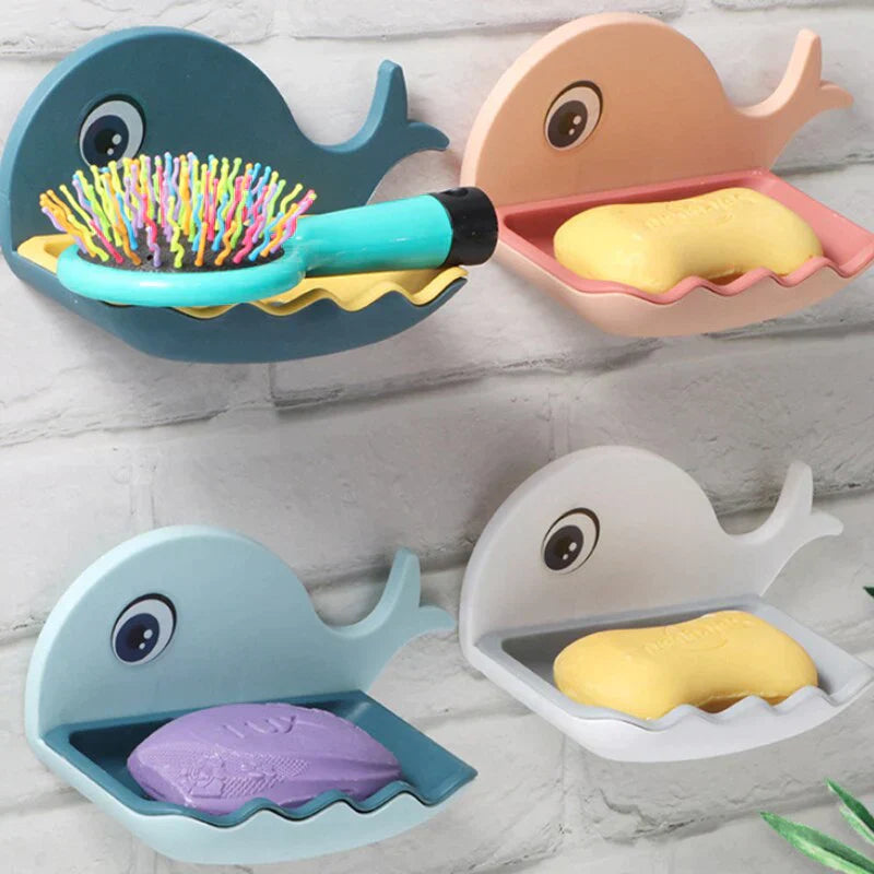 Self-Adhesive Wall-Mounted Whale Soap Box
