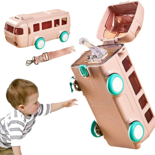 Cute Bus-Shaped Kids Water Bottle — BPA-Free & Leakproof
