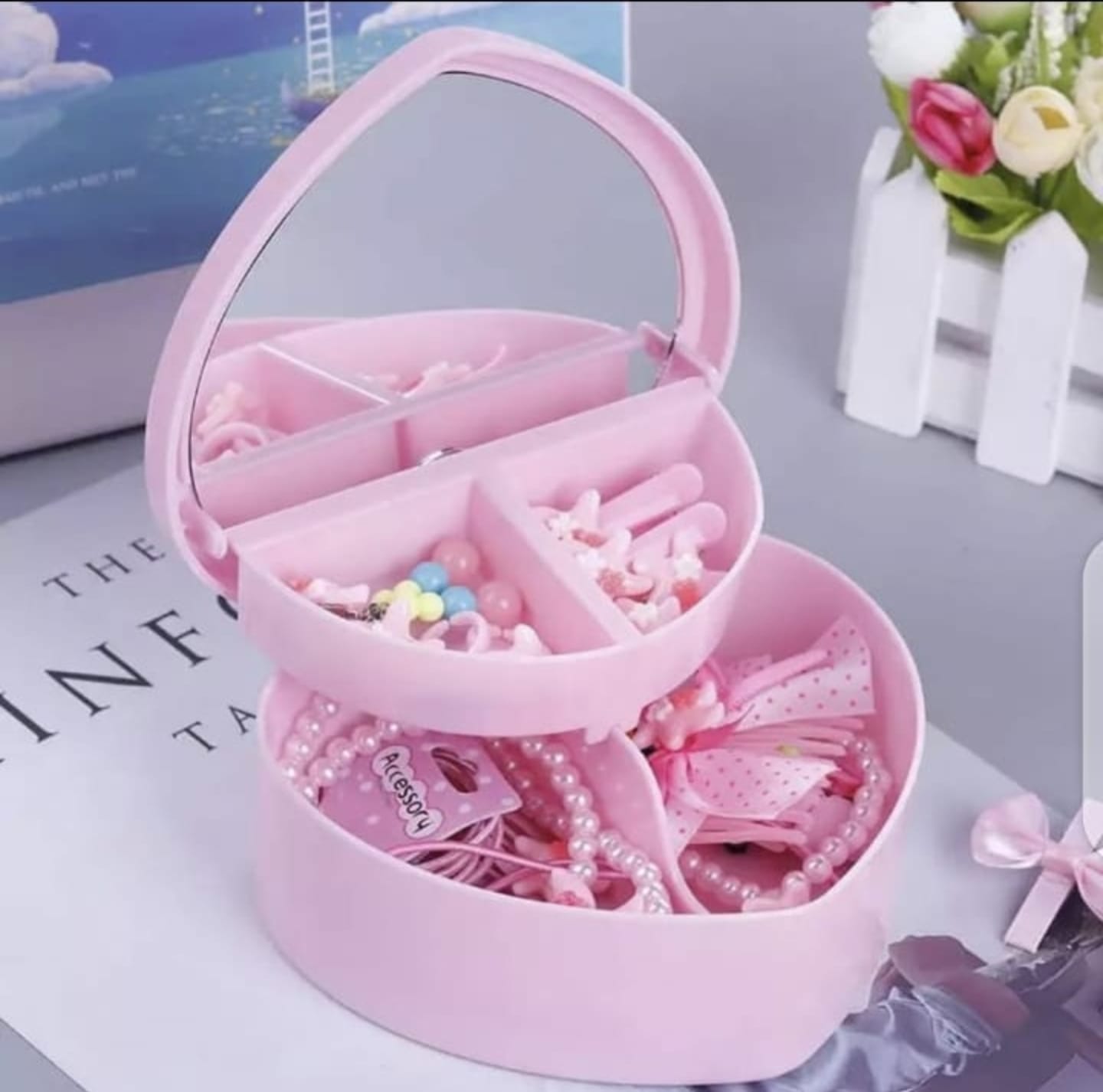 Cute Heart-Shaped Jewellery Box — Velvet Interior Organizer