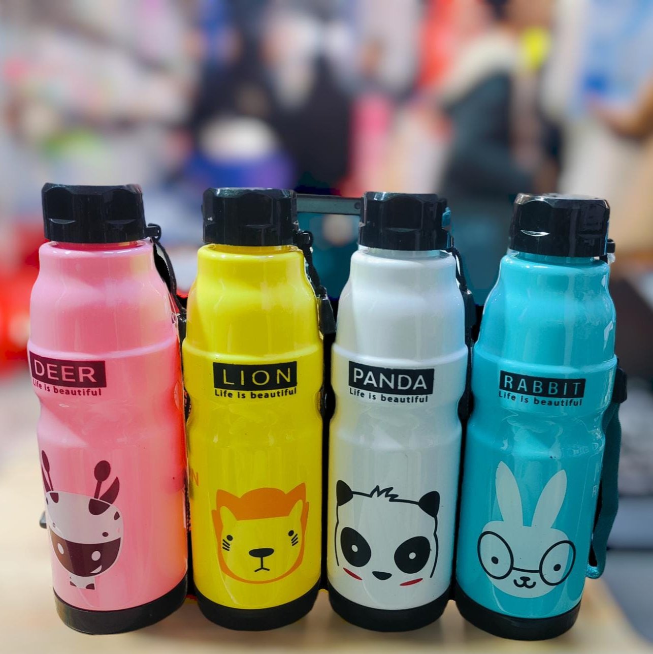 650ml Cute Panda Print Water Bottle — BPA-Free Leakproof