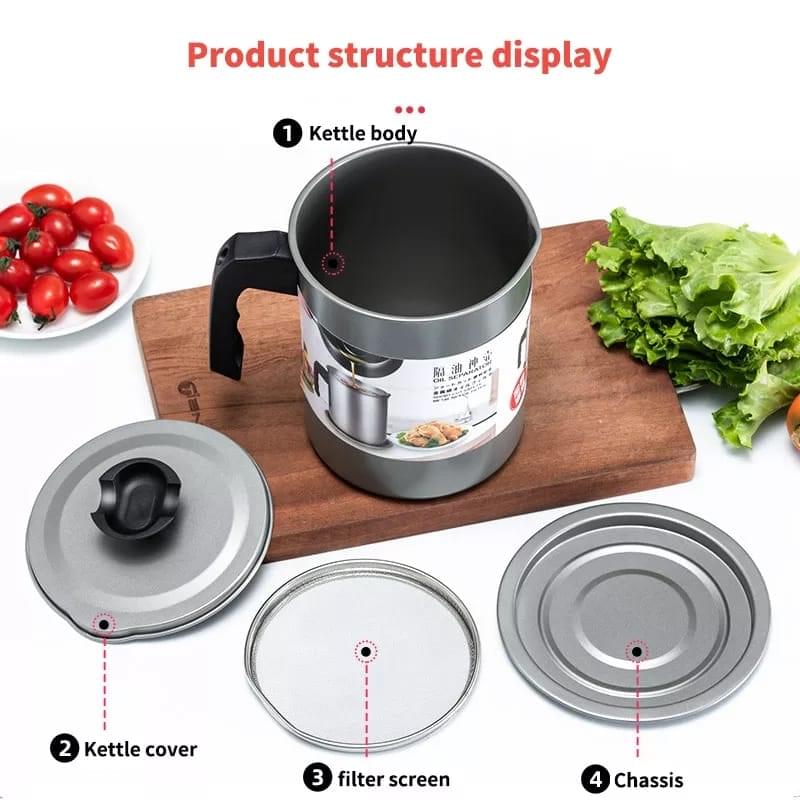 1.4L Stainless Steel Kitchen Oil Filter Pot