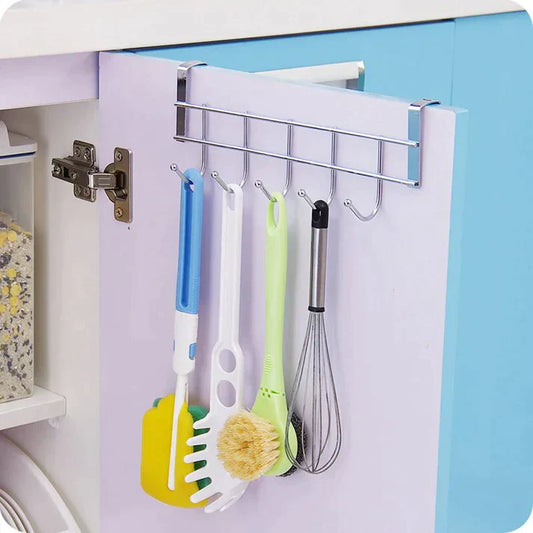 Stainless Steel 5-Hook Kitchen Cabinet Door Hanger