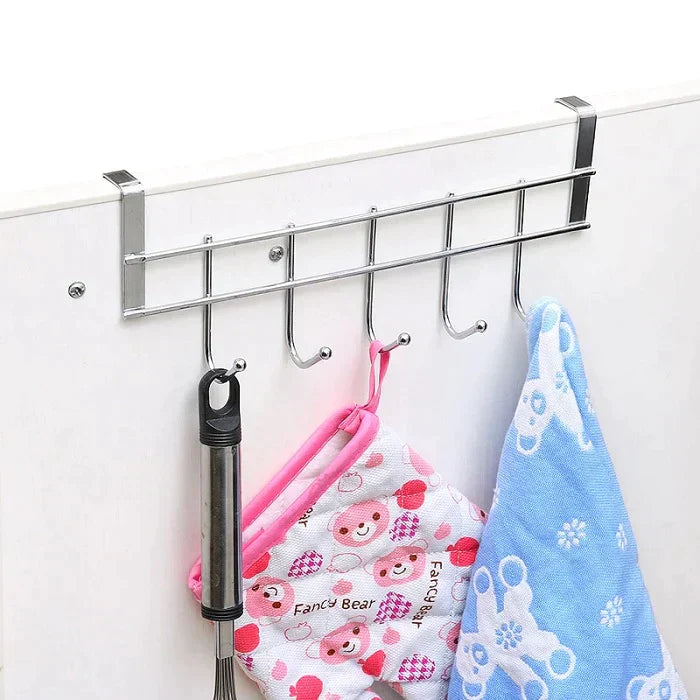 Stainless Steel 5-Hook Kitchen Cabinet Door Hanger