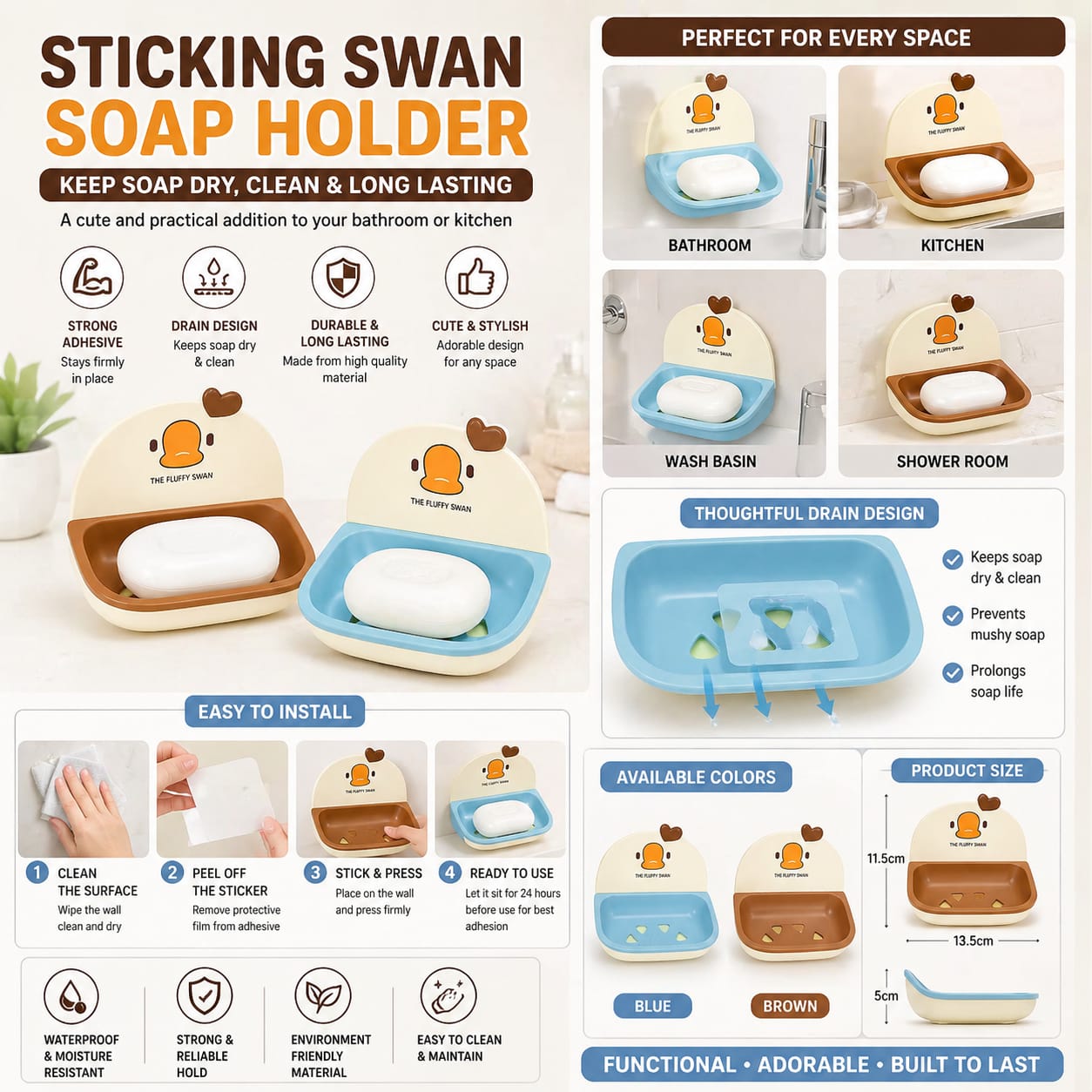 Cartoon Duck Heart Soap Tray