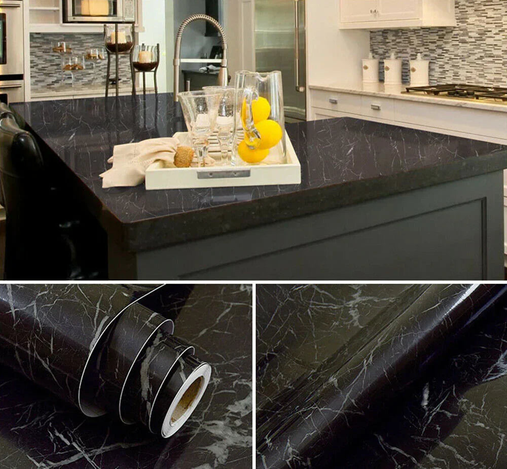 Classic Black Marble Texture Sticker, Home and Wall Decor 