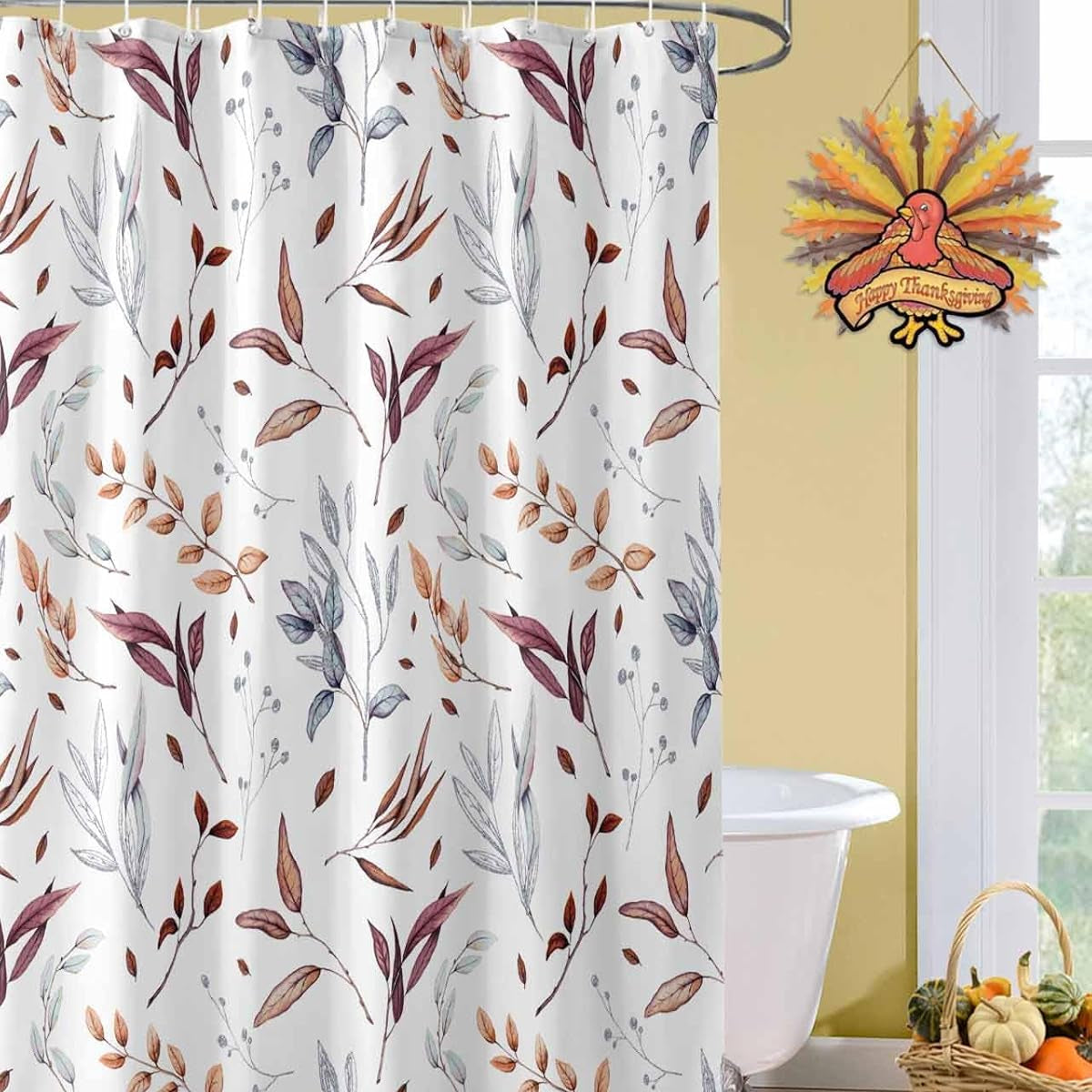 CleanWave Shower Curtain with Hooks – Durable 6x6 ft