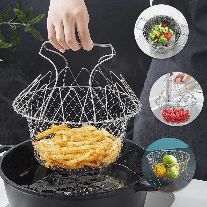 Stainless Steel Pasta & Vegetable Draining Basket — Large