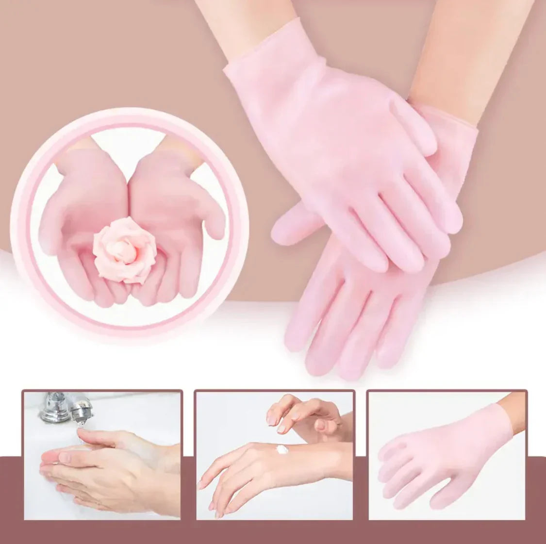 Silicone Gel Moisturizing Gloves — Dry Cracked Hand Treatment